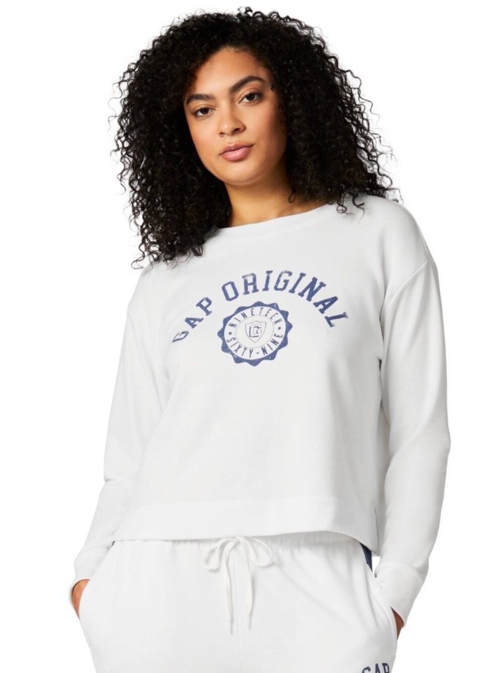 #2017 Gap Women's French Terry Crewneck Logo Pajama Top - Whit